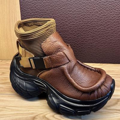 Moda Altın Fidan Tasarımcı Markası Erkek Motosiklet Botları Punk Ayakkabılar Yumuşak Deri Kalın Taban Erkek Günlük Moda Çorap Botları Adam