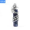 Creative Mascot Wrapped Natural Stone Cylindrical Pendant And Pink Crystal Necklace