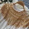 Nuovi Completi Vestito in Pizzo Ricamato con Perline e Paillettes Autunnali per Donna Autunno Vintage Manica a Mantella Collo Tondo Lungo Maxi Abito Robe Musulmane