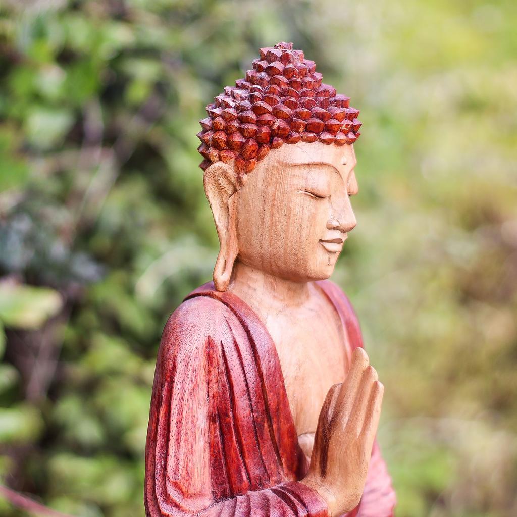 Buddha Statue Hand Carved Wood Teaching Pose 30cm
