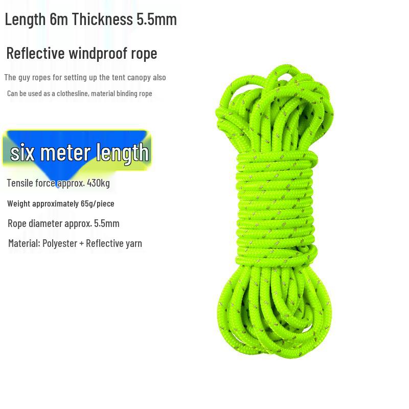 Reflective Wind Rope for Camping Tents - 4mm & 6mm Guy Rope