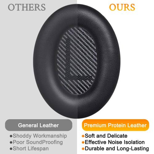 SoloWIT Replacement Ear Pads and Cushions for Bose QuietComfort 35 & 35ii (QC35 & QC35ii) Headphones, Sound-Isolating Soft Leather and High-Density Fo