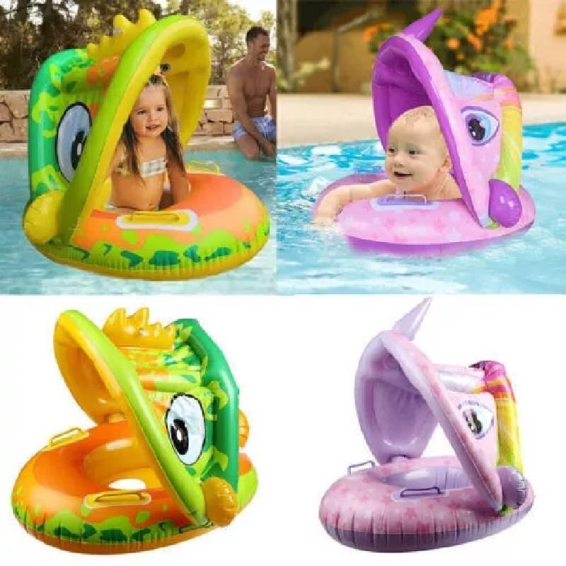 Adorable Cartoon Car Baby Swim Ring Thickened With Steering Wheel And Horn For Toddlers Water Play