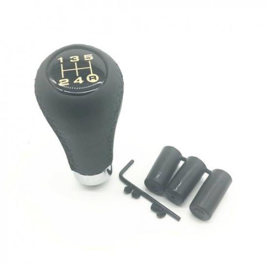 Black Leather 5-Speed Manual Aluminum Transmission Shifter Knob Car Accessories