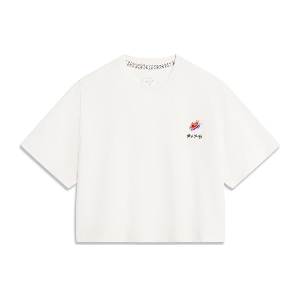 Li Ning X League Of Legends Pool Party Collaboration Short Sleeve T-Shirt Women Tops Off-White ATST810-1