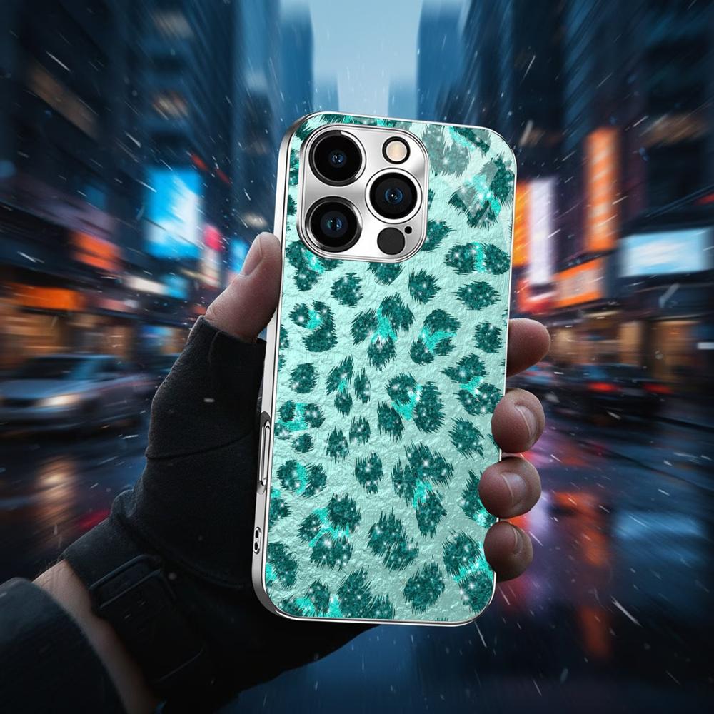 Leopard pattern Exquisite Bestseller Phone Case Electroplated Glass PhoneCase for iPhone 17 16 15 14 13pm Pro Plus tablet case