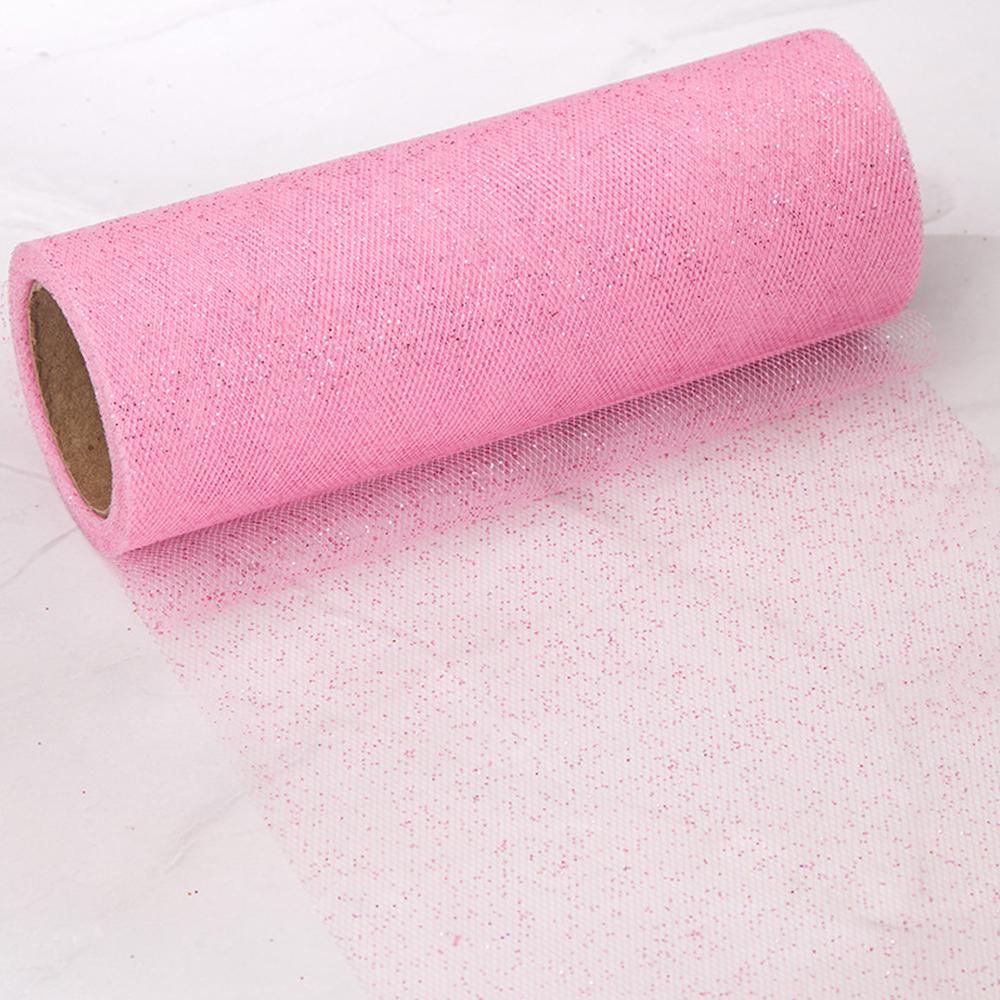 

6 x10 Yards Sparkle Glitter Tulle Rolls for Tutu Gift Wrapping Wedding Decoration DIY Crafts Party Backdrop Gift Ribbon Supplies 15cm x 10Yards розовый