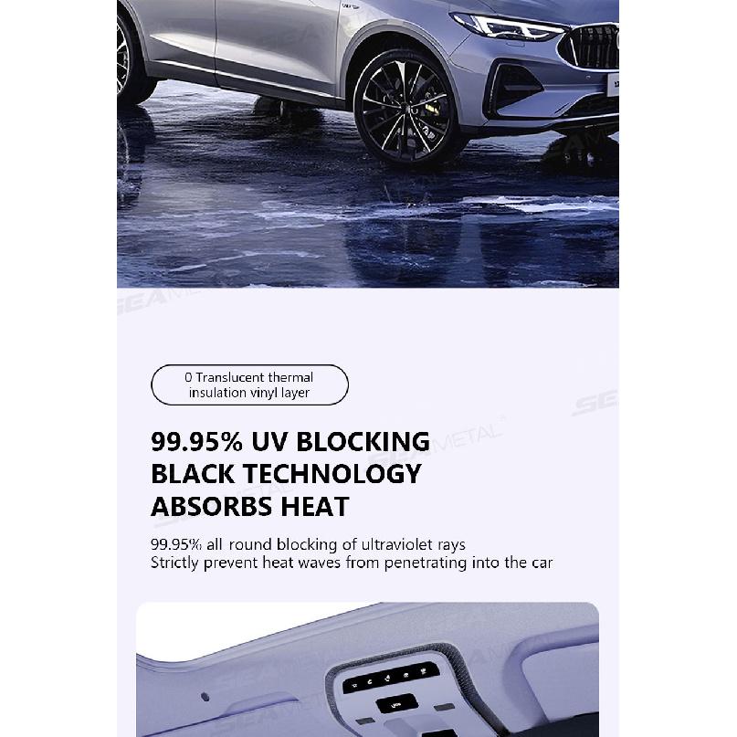 SEAMETAL Car Windshield Sunshade Cover Foldable Car Front Window Sun Shade 99.95% UV Block Protection UPF2000+ Car Curtain CoverWindshield Sunshades