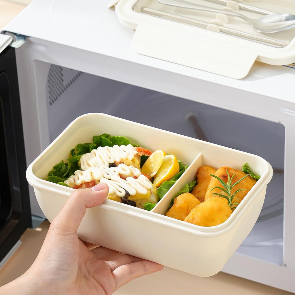 Microwaveable Japanese Bento Box for Office & Students - Fresh-Keeping, With Spoon & Chopsticks, Convenient Compartmented Lunch Box