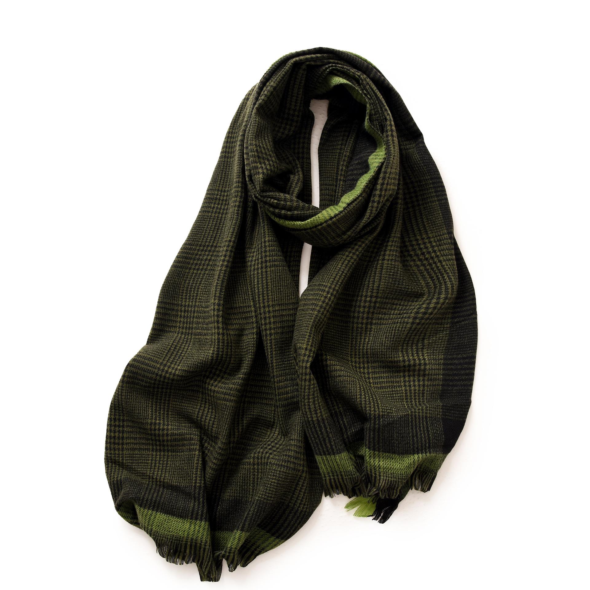 

Deqing Siyue European and American Scarf Border Contrasting Plaid Print Shawl Scarf 65*190cm