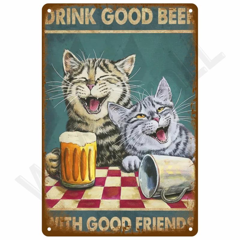 Estetyczne Vintage Metalowe Tablice Plakaty - Retro Blaszane Znaki do Męskiej Sypialni, Mural na Ścianę Pokoju, Dekoracje Domowe