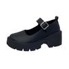 Small leather shoes women's spring new British college style bright leather high heels single shoes round head platform Mary Jane shoes women