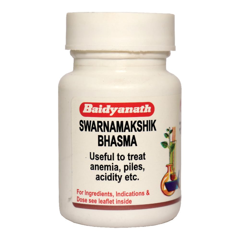 Baidyanath Swarnamakshik Bhasma 10 G | Ayurvedic Mineral Supplement For Vitality, Strength And General Wellness | Traditional Indian Formula