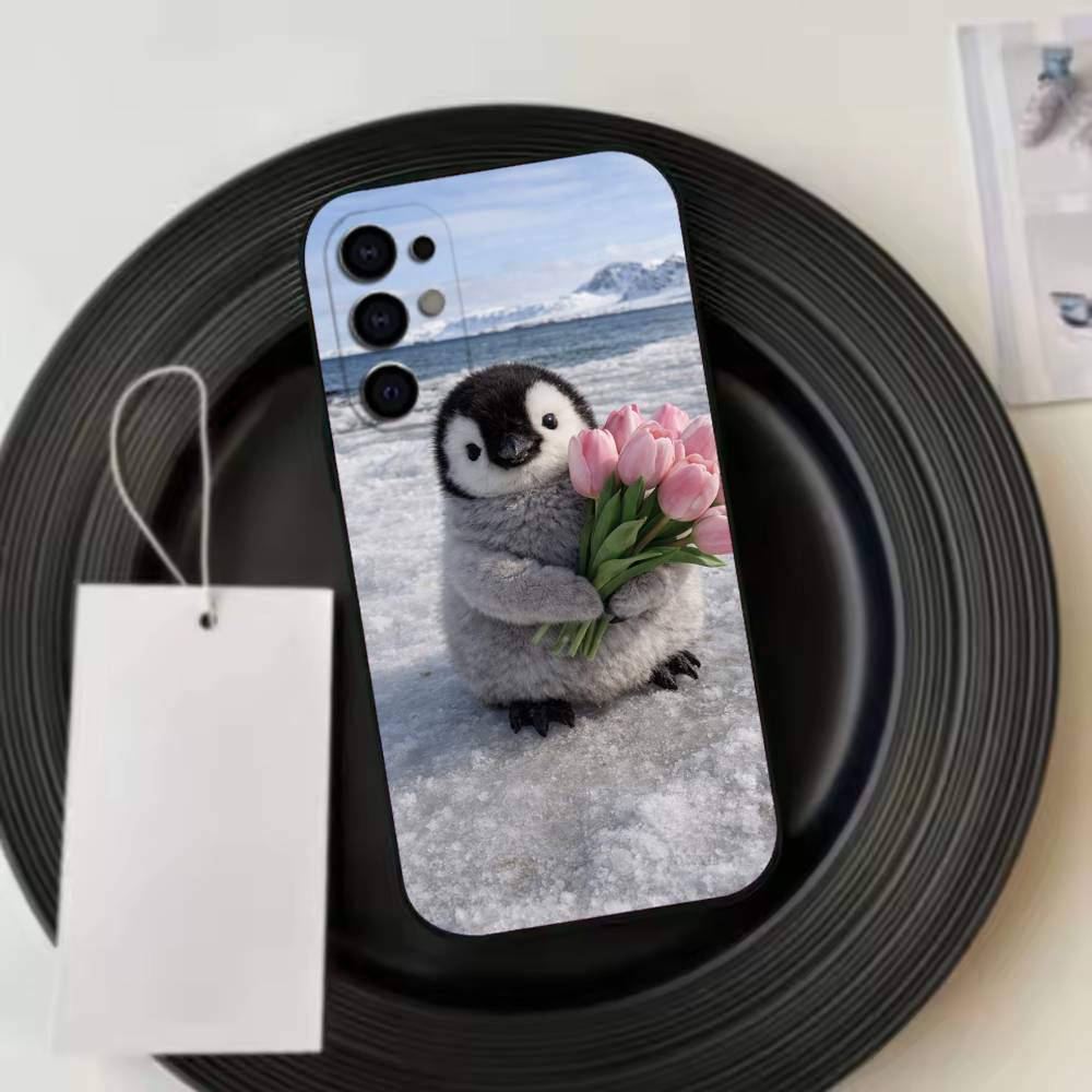 Funny Happy cute P-Penguin Phone Case For Samsung S25,S24,S21,S22,S23,S30,Ultra,S20,Plus,Fe,Soft Silicone Black Cover