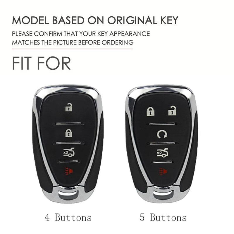 3D Leather Key Cover for Chevy Malibu XL Trax Trailblazer Equinox RS, Full Cover Key Fob Case with Metal Ring, Anti-Scratch
