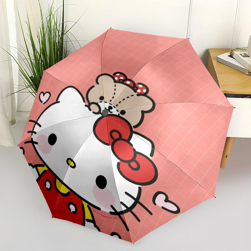 1pc Sanrio Umbrella Portable Folding Umbrella Iron Frame Hole Bone Structure Outdoor Home Umbrella