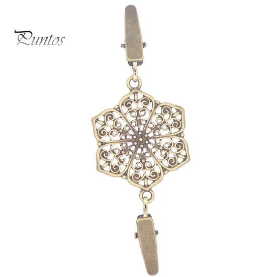 Vintage Hollow Flower Women Double-End Clamp Sweter Shirt Collar Cardigan Clip
