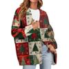 Women's Fashion Long Sleeve Christmas Print V-Neck Button Loose Cardigan Top