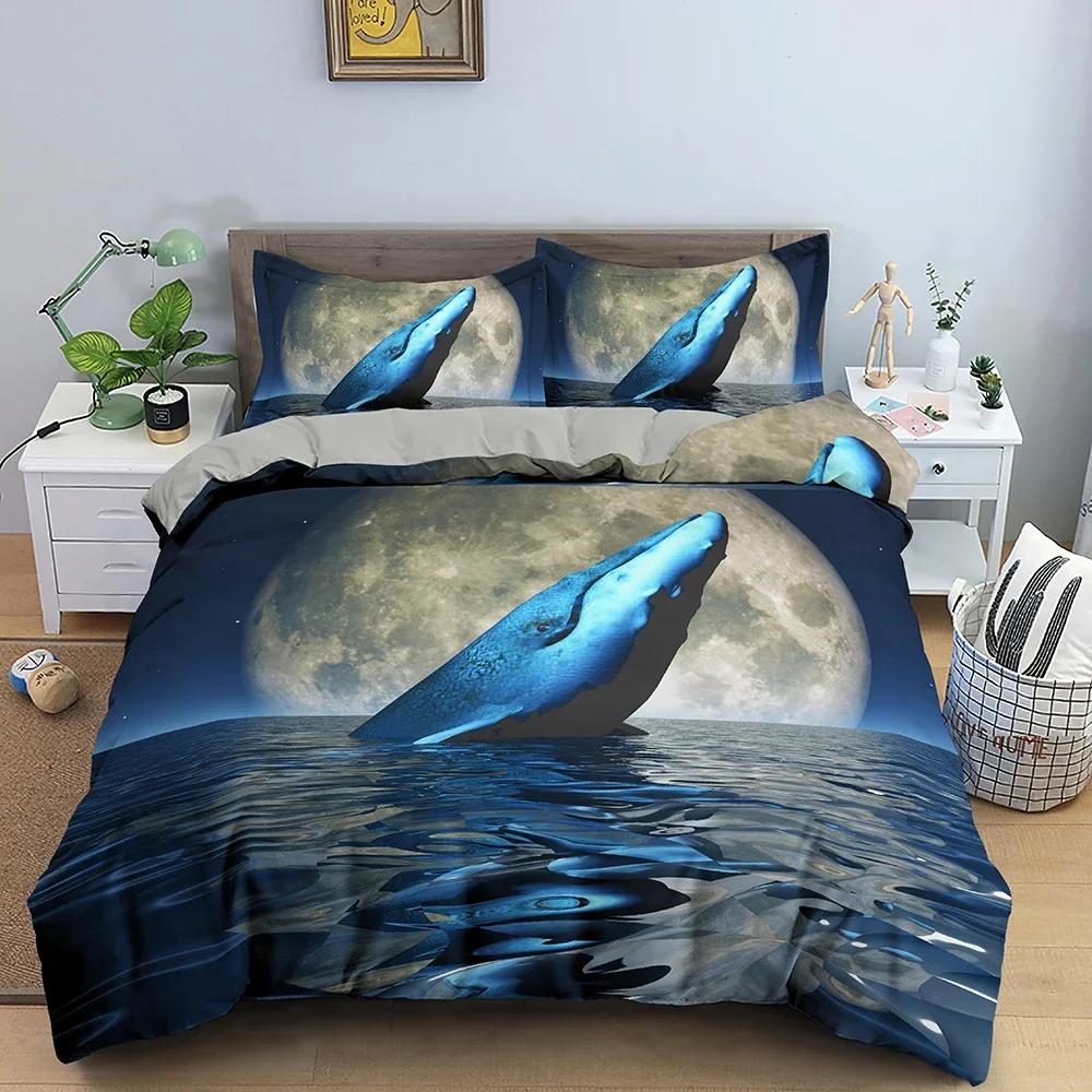 Dolphin Bedding Set Cute Animals Duvet Cover With Pillowcase Bedroom Printed Comforter Covers Twin Full King Home Textile 2/3Pcs