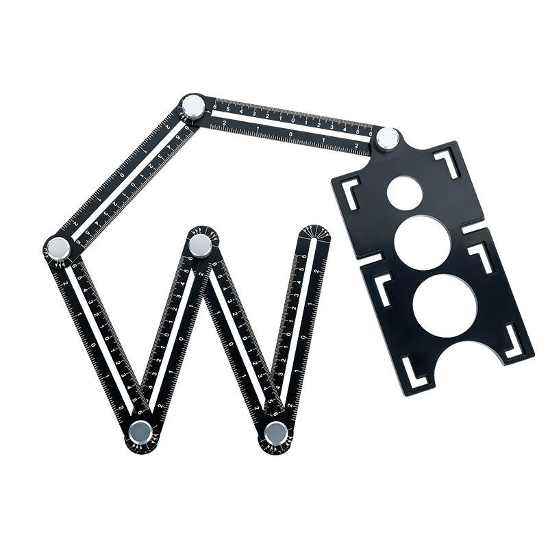 

Universal Multi-functional Six-fold Tile Hole Punching and Measuring Ruler