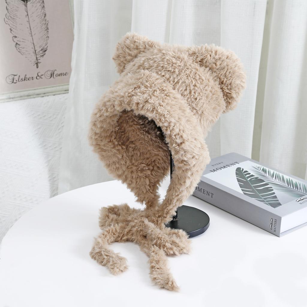 Die neue Katzenohren-Doppelschwanz-Plüsch-Strickmütze für Herbst und Winter ist niedlich, modisch, warm, ohrenschützend und gesichtsbetonend. Kleine Wollmütze