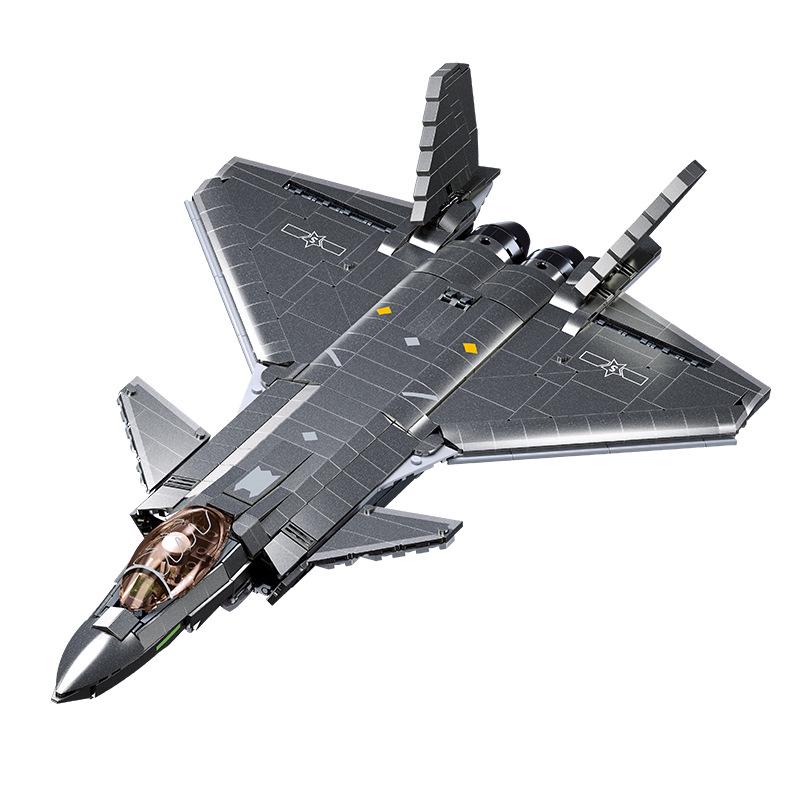 Xiao Luban J-20 Fighter Plane Block Model - Children's Educational Toy & School Gift