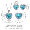 Jewelry Set Classic Ocean Heart Earrings Necklaces Rings Aquamarine Women's