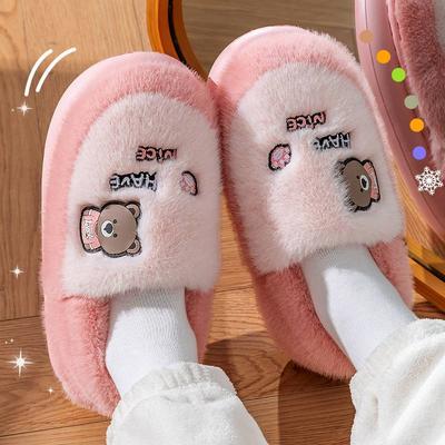 Slippers Tas en Binnenhuis Dikke Zolen Warme Pluche Cartoon Katoenen Schoenen