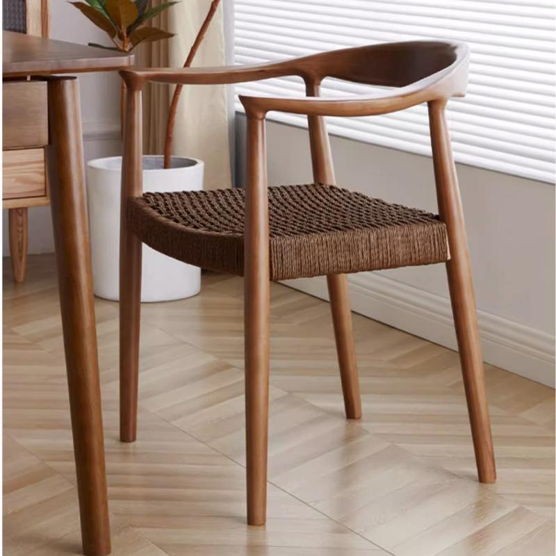 Beige Rattan Dining Chairs Wood Nordic Comfortable Bedroom Lounge Chair Designer Clear Minimalist Silla Comedor Silla Furniture