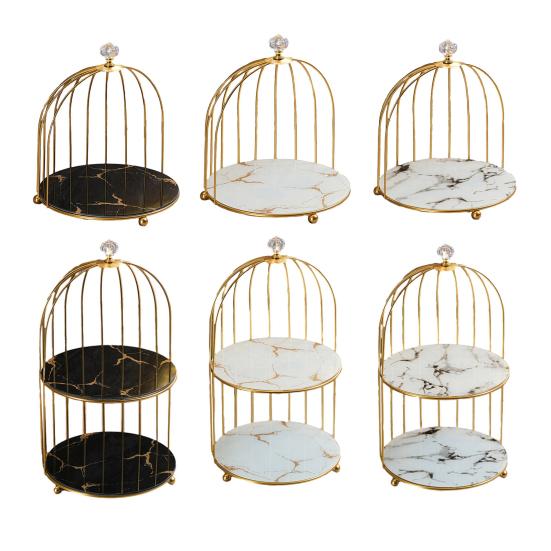 Cosmetics Storage Rack Birdcage Shape Thick Iron Frame Organizer Large Capacity with Elevated Bottom Design Display Rack