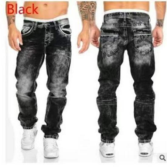 2022 European and American New Style Men's Hip Hop Jeans with Contrast Stitching
