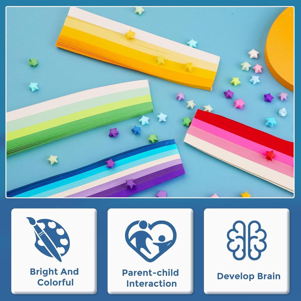 540 Stück doppelseitiges Origami-Sternpapier, Glücksstern-Dekorationspapier zum Falten von Glückssternen, DIY-Handkunsthandwerk, Schulunterricht