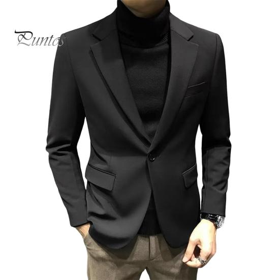 

Мужской пиджак с лацканами, длинными рукавами, карманами-клапанами, повседневный деловой пиджак, однотонный, на одной пуговице, деловая рабочая одежда 3XL чёрный