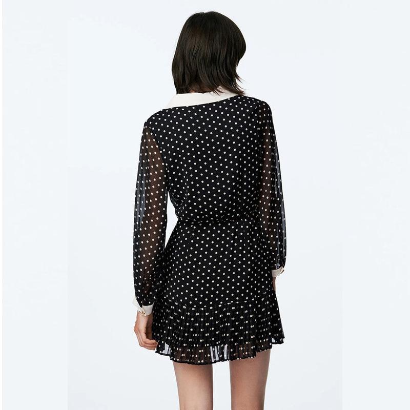 Women's Fashion Summer Spring Polka Dot Print Long Sleeve Slim Casual Dresses