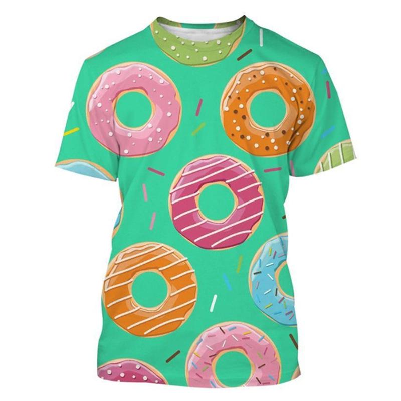 Summer 3D Printed Chocolate Donut T-shirt Fashion Street T-shirt Tops Unisexes Casual Fun Harajuku T-shirts Clothing
