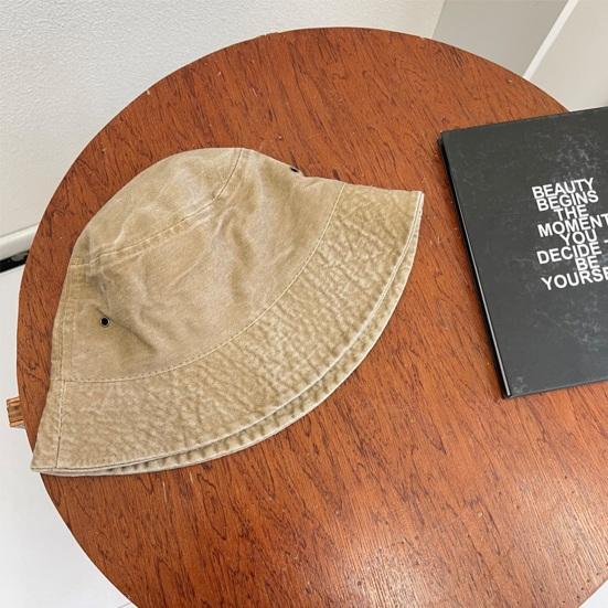 Bucket Hat Solid Color Washed Vintage Anti-UV Sunscreen Decorative Denim Unisex Women Men Cap Headwear