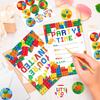 Building Blocks Birthday Party Invitations, Brick Party Invitation Card Building Birthday Invites with Stickers Envelopes Birthday Invites