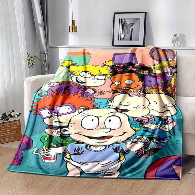 1pc Rugrats Home Decor: Cozy Flannel Blanket Gift for Bedroom, Living Room, Travel, Camping, Car, Beach, Office Naps – Perfect Sofa Throw & Outdoor fo