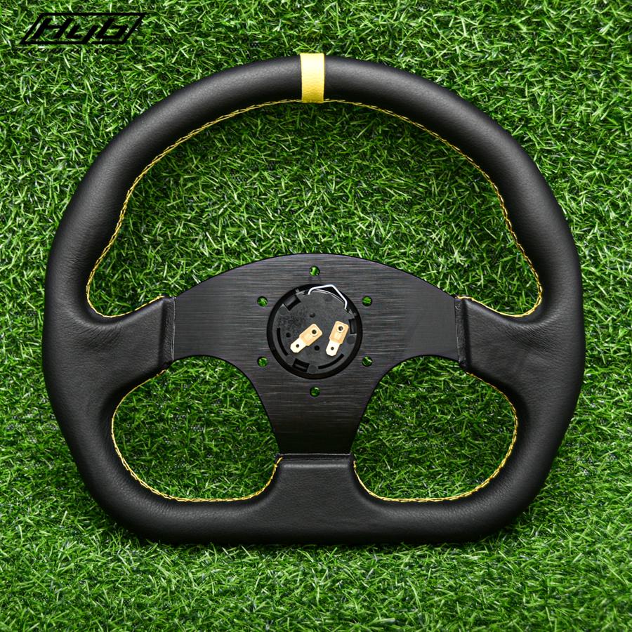 320mm D Shape Sports Steering Wheel Black Leather Universal 13Inch Racing Gaming JDM Steering Wheel
