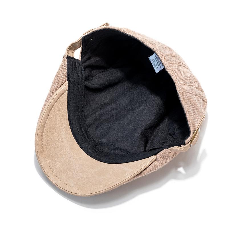 Autumn Winter Peaked Cap Men Vintage Corduroy Forward Cap Women's British Style Warm Beret Cap