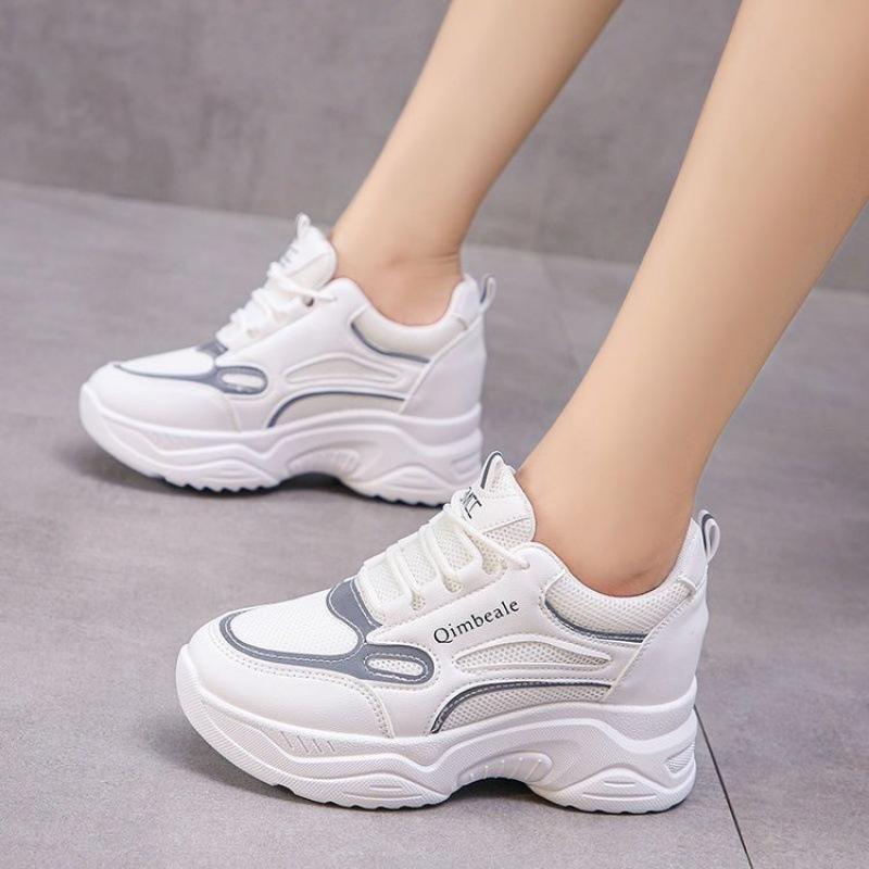 

2025 spring and autumn new Internet celebrity ins shoes trend breathable women s shoes heightened feet little dad shoes 35 белый