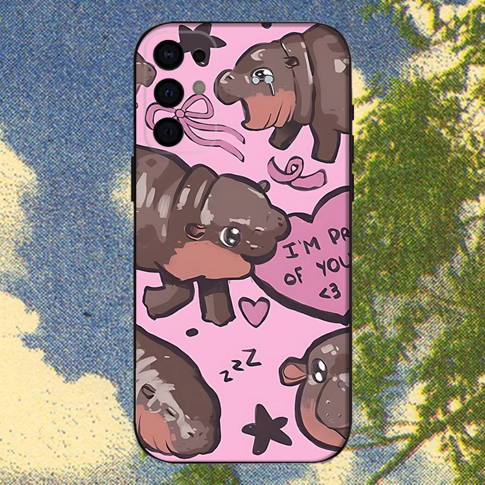 Moo Deng Hippo Phone Case For Samsung S25,S24,S21,S22,S23,S30,Ultra,S20,Plus,Fe,Lite,Note,10,9,5G Black Cover
