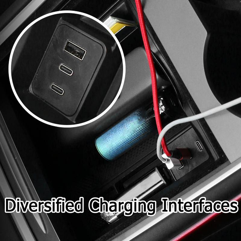 Suitable for Tesla Model 3 - Central Control Storage Box with Extender Charger suitable for Tesla Model Y -