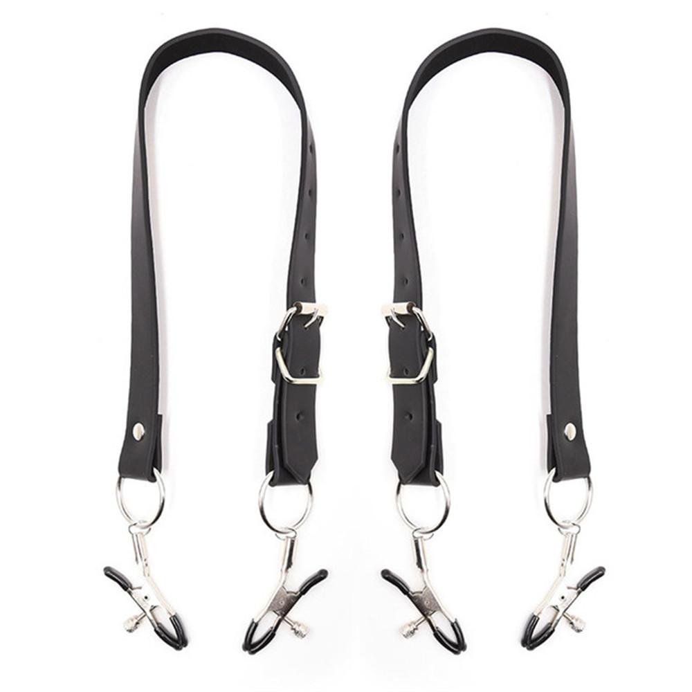 Sexy Flirt Labia Spreader Spona na prsa Svorky na bradavky Kůže Bdsm Bondage Slave Fetish Erotický nástroj Sexuální hračky pro ženy Hry pro dospělé