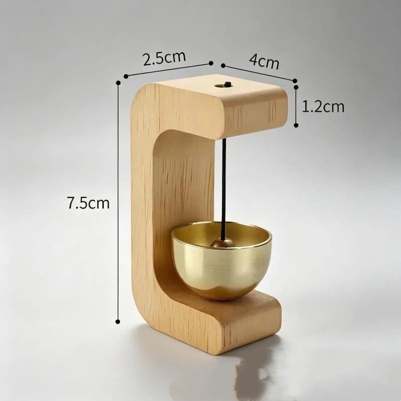 Wooden Magnetic Doorbell Minimalist Brass Chime Natural Wood Frame Entry Alert for Modern Home Interior Use
