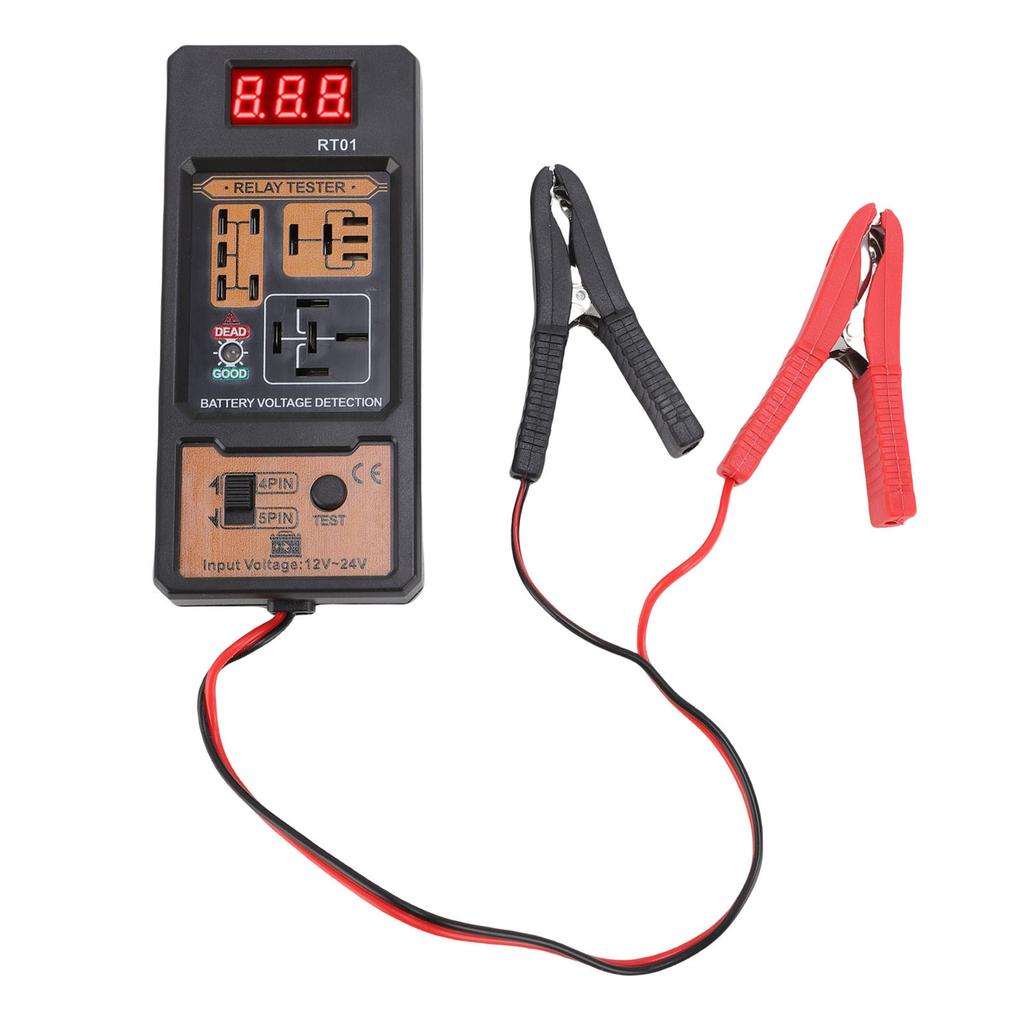 Relay Tester, Car Relay Analyzer 12V 24V Battery Voltage Tester, Automotive Relay Diagnostic Tool for 4 Pin 5 Pin