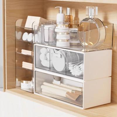 Aufbewahrungsbox mit Spiegelschrank aus Kunststoff, staubdichte Schublade für Actionfiguren, Schmuck, Make-up, hohe Kapazität, stapelbarer Home-Organizer