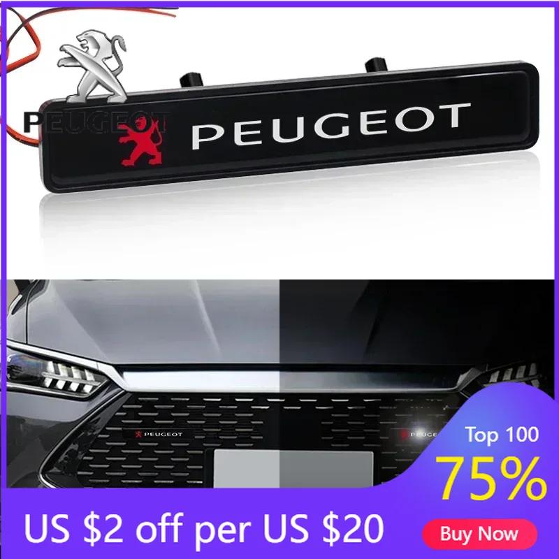2026 Heißer Autoaufkleber Auto Dekorative Leuchte LED Fronthauben-Kühlergrill-Emblem Abzeichen Dekoration für Peugeot 206 307 308 3008 207 208 407 408