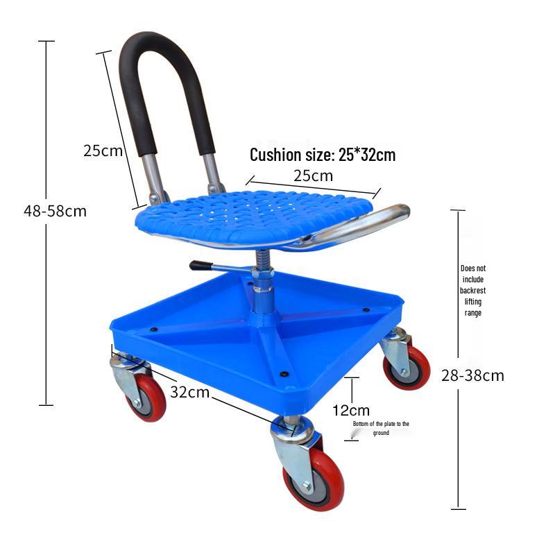 Mobile Workshop Stool with Casters for Car Repair and Grout Work