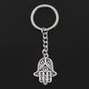 Fashion 30mm Key Ring Metal Key Chain Keychain Jewelry Antique Silver Color Fatima Hand Hamsa Palm Protection 33x25mm Pendant